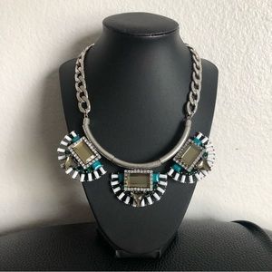 Forever 21 Gunmetal Crystal Statement Necklace